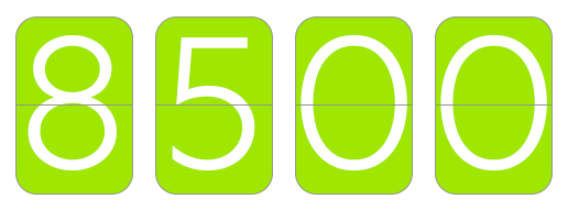 The number 8500 in green squares