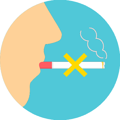 Icon of a person smoking, with an "x" over the cigarette