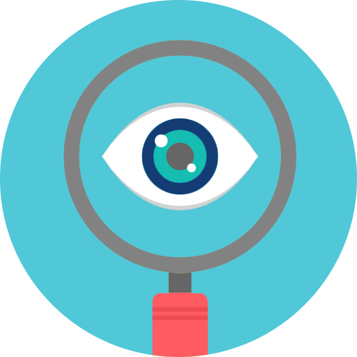 Icon of a microscope over an eyeball